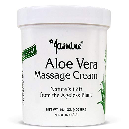 Jasmine Aloe Vera Massage Cream. Keep Your Face and Body Fresh and Soft with Anti-Aging Therapy Cream. Have Deeply Moisturized and Nutrition on Your Skin. Organic Aloe Vera Extract. [400 g/14.1 Oz]