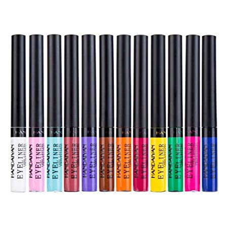 Matte Liquid Eyeliner, MKYUHP High Pigmented Glitter Colorful Lasting Waterproof Eye Liner Pen Set,12 Colors Eyeliner Easy to Wear