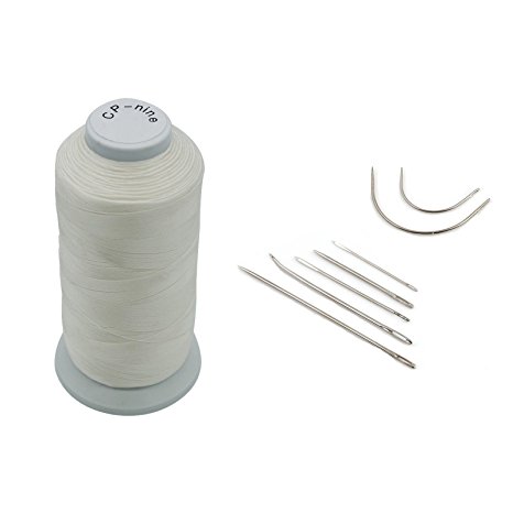 Bonded Nylon Sewing Thread 1500 Yard Size #69 T70 Color White for Outdoor, Leather, Bag, Shoes, Canvas, Upholstery With Sewing Needles Kit