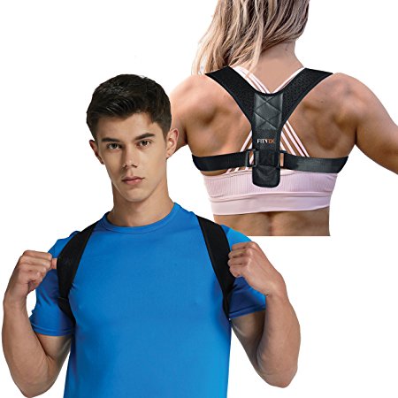 Posture Corrector Brace for Men and Women Kyphosis Back Shoulder Support by FitTek