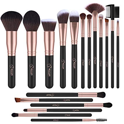 BESTOPE 18 Piece Makeup Brushes Set Premium Kabuki Brushes Synthetic Foundation Blending Blush Face Eyeliner Shadow Brow Concealer Lip Brush Tool Beauty Collection Cosmetic Brushes Kit