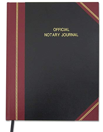 BookFactory Official Notary Journal/Log Book 96 Pages 8.5" X 11" 380 Entries 50 State Journal of Notarial Acts, Black and Burgundy Cover, Black Ribbon Hardbound (LOG-096-7CS-LKMST71(Notary))