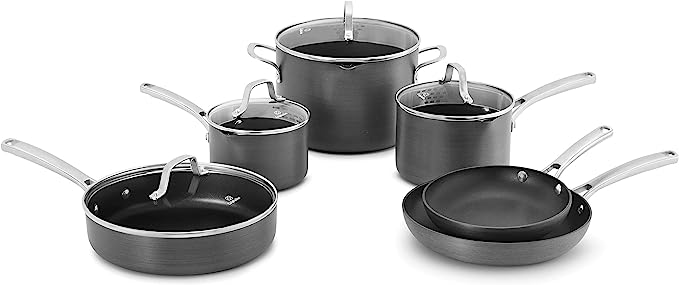 Calphalon 10 Piece Classic Nonstick Cookware Set, Grey