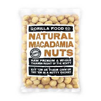 Gorilla Food Co. Raw Macadamia Nuts Whole Unsalted - 8oz Resealable Bag