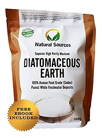 Premium Diatomaceous Earth - Superior Food Grade by Natural Sources™ Large 350g - Full Ebook Included - Purest, Finest, Fresh Water Sourced Diatomaceous Earth Powder Food Grade on the Market! Multiple Uses for Health, Pets, Pest Control & Home.