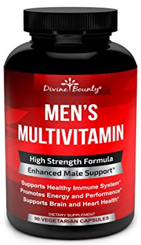 Mens Multivitamin – Daily Multivitamin for Men with Vitamin A C D E K B Complex, Calcium, Magnesium, Selenium, Zinc PLUS Heart, Brain, Immune, and Men's Multivitamins – 90 Vegetarian Capsules