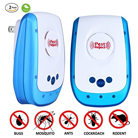 TTLIFE Ultrasonic Pest Control Repeller - Set of 2 for Mosquitoes, Cockroaches, Ants, Rodents, Flies, Bugs, Spiders, Mice & Rodents, Eco-friendly Bug Repeller–Children & Pet Safe, Non-Toxic