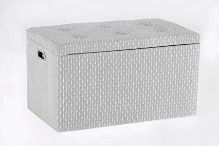 Oliver and Smith  Cloth Storage Ottoman With - 3 Ottomans & 2 Stools - 33" x 17.5" x 18.5" - 1347 Grey and White