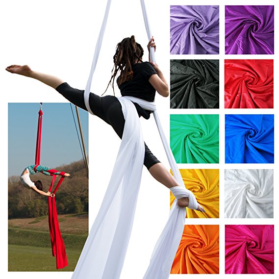Firetoys Professional Aerial Silks Fabric/Tissues, Medium Stretch Silk WLL 282lbs (128kg)