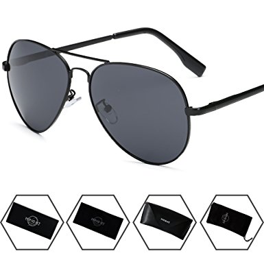 Men Military Classic Aviator polarized Sunglasses UV400 with A Sunglasses Case