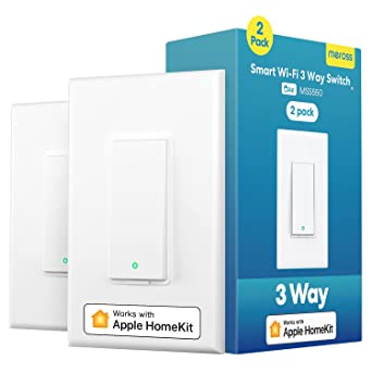 3 Way Smart Switch, Meross Smart Light Switch Compatible with Apple Homekit, Siri, Alexa & SmartThings, 2.4Ghz Wi-Fi Light Switch, App Remote Control Schedule, Neutral Wire Required 2 Pack