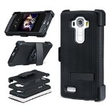 LG G4 Case Plemo Armor Holster Case Cover Shockproof Rugger Dual Layer Tough Hard Case with Belt Clip Holster Cover Kickstand Stand for LG G4 Black