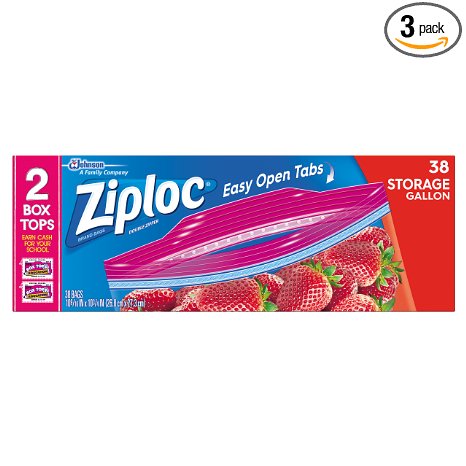 Ziploc Storage Bags Gallon 38 ct (Pack Of 3)