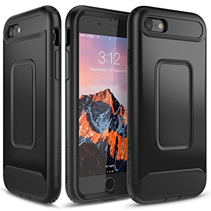 iPhone 7 Case, YOUMAKER Heavy Duty Full-body Rugged Shock Absorbing Case Cover With Built-in Screen Protector for Apple iPhone 7 (2016) 4.7 inch - Black/Black