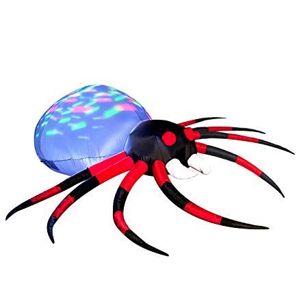 YIHONG 8 Ft Long Halloween Inflatables Projection Kaleidoscope LED Lights Spider Decorations - Blow up Party Decor for Indoor Outdoor Yard