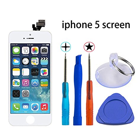 KAICEN iphone 5 lcd screen Digitizer Frame Assembly and Special maintenance tools,Compatible iPhone 5 white 4.0 inches