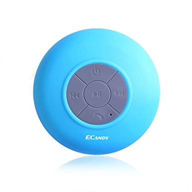 Ecandy Waterproof Wireless Bluetooth Shower Speaker Handsfree Speakerphone Compatible with All Bluetooth Devices Iphone 5s and All Android Devices, Great Fun for your Shower and outdoor trip (Blue)