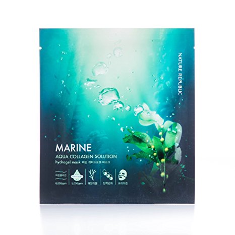 Nature Republic Aqua Collagen Solution Hydro Gel Mask, Marine, 4 Count
