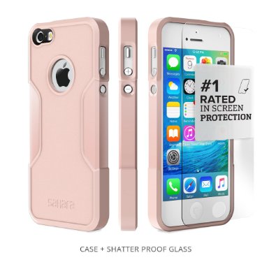 iPhone SE Case, for iPhone 5s 5 SE (Rose Gold) SaharaCase® Protective Kit Bundled with [ZeroDamage Tempered Glass Screen Protector] Slim Fit Rugged Protection Case Shockproof Bumper Hard Back