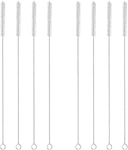 GFDesign Drinking Straw Cleaning Brushes Set 17" Extra Long 1/2" Extra Wide Pipe Tube Cleaner Nylon Bristles Stainless Steel Handle - 17" x 1/2" (12 mm) - Set of 8