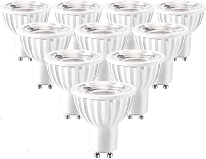 GU10 LED Bulbs Daylight 5000K Dimmable 50W 60W Halogen Bulb Equivalent 7W 600lm 40 Degree Spot Light for Track Recessed Lighting 10-Pack