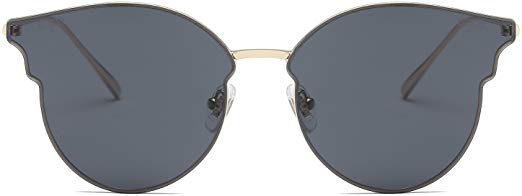 SOJOS Fashion Cateye Women Sunglasses Mirrored Lens Stainless Steel Frame SJ1055