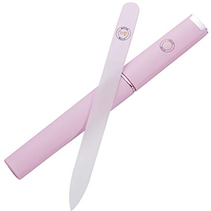 Crystal Nail File - Perfect for Women & Girls - Long Lasting Double Sided Tempered Glass| Professional Salon Manicure/Pedicure Filing Tool, Best for Natural Nails, Pretty Pastel Purple Color with Case