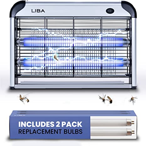 Bug Zapper Electric Indoor Insect Killer Mosquito, Bug, Fly Killer - Powerful 2800V Grid 20W Bulbs - 2-Pack Replacement Bulbs Included