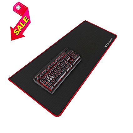 Extended Gaming Mouse Mat / Pad, TH Waterproof Gaming Mouse Pad, Large Gaming Mouse Mat, Stitched Edges, 2mm thick, Mousepad 36"x12"x0.08"¨C Red