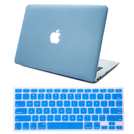 HDE MacBook Air 13 inch Case Soft Touch Matte Plastic Hard Case with Keyboard Cover (Models: A1369 and A1466), Light Blue