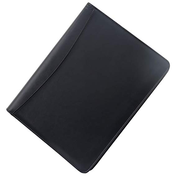 Leather Portfolio Organizer with Zipper, A4 PU Business Padfolio Portfolio Folder for Men & Women