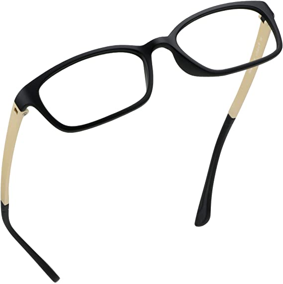 LifeArt Blue Light Blocking Glasses, Anti Eyestrain, Computer Reading/Gaming/TV Glasses for Women and Men, Anti UV, Anti Glare (Black&Yellow, 0.25 Magnification)