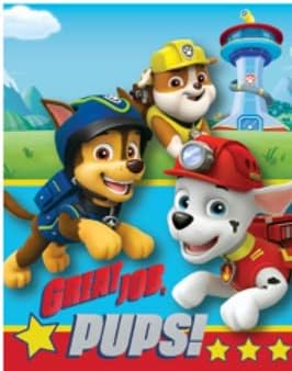 Paw Patrol Throw Silk Touch Soft Blanket Chase Marshall
