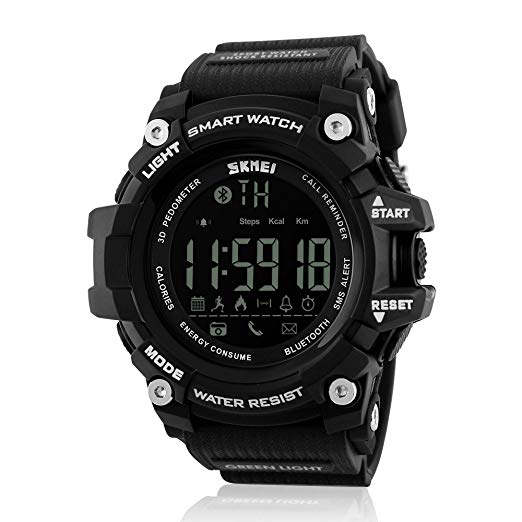 JOYSAE Men's Digital Watches, Water Resistant Sport Watch Smartwatch Bluetooth LED Remote Shooting Wristwatch Black