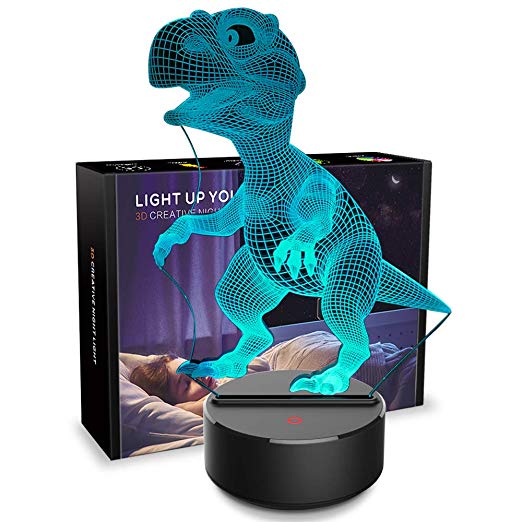 3D Night Light Dinosaur 3D Lamp Optical Illusion Nightlights Touch Switch Bedside Lamp 7 Colors Changing LED Lamps Perfect Birthday Gifts for Girls Kids Children Boys Adults Women (N01 Dinosaur)
