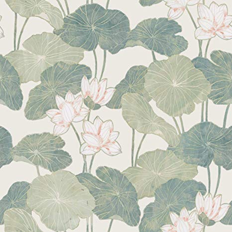 RoomMates Neutral Lily Pads Peel and Stick Wallpaper, Tan