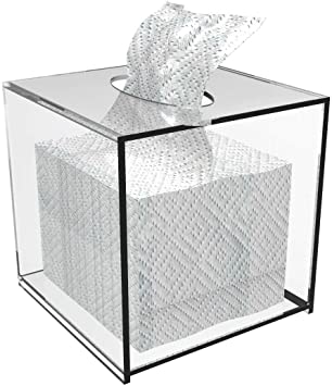 Cq acrylic Facial Tissue Dispenser Box Cover Holder Clear Acrylic Rectangle Napkin Organizer,Clear Plastic Dryer Sheet Container Napkin Organizer for Bathroom, Kitchen,Home,Square