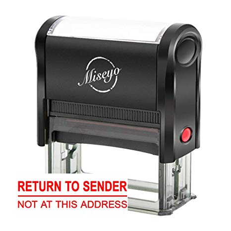 Return to Sender NOT at This Address - Miseyo Self Inking Rubber Stamp - Red Ink - Large Size (2 Refill Ink pad Included)