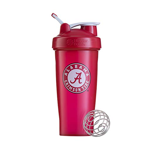 BlenderBottle Classic NCAA Collegiate Shaker Bottle, University of Alabama - Red/White, 28-Ounce