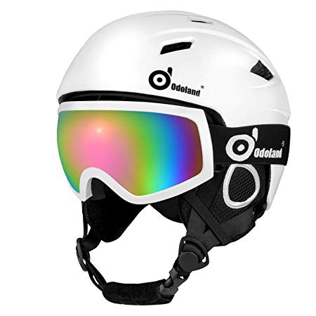 Odoland Snow Ski Helmet and Goggles Set, for Kids and Adult Sports Helmet and Protective Glasses - Shockproof/Windproof Protective Gear for Skiing, Snowboarding, Motorcycle Cycling and Snowmobile