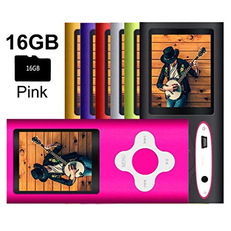 G.G.Martinsen Pink Stylish MP3/MP4 Player with a 16GB Micro SD Card, Support Photo Viewer, Mini USB Port 1.8 LCD, Digital Music Player, Media Player, MP3 Player, MP4 Player