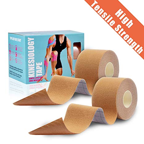 Kinesiology Recovery Tape 2 Inch x 16.5 Feet Waterproof Breathable Sport Tapes Latex Free Muscle Tapes for Knee Shoulder Elbow More