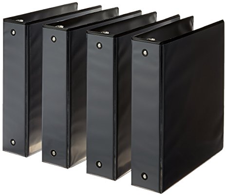 AmazonBasics 3-Ring Binder, 2 Inch - 4-Pack (Black)