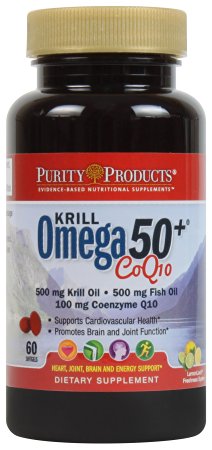 Purity Products - Krill Omega 50  with CoQ10, 60 Dietary Supplement Softgels