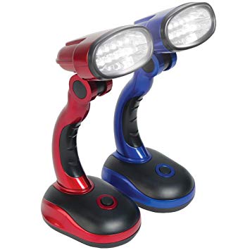 Jobar International (Set/2) Blue and Red LED Desk Lamps with Pivoting Heads and Handled Necks