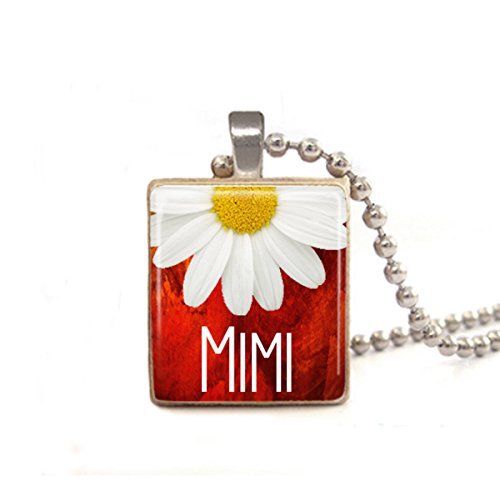 Red Mimi Necklace - Sterling Silver Scrabble Tile Necklace - Chain Included