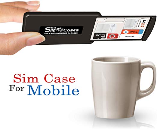 SIMCases Case Holder for SIM Cards & Memory Cards, Drawer Design Storage Case with 3M Grip Pad Technology   3 SIM Card Adapters 1 iPhone Pin, Holds Any SIM Micro Nano & Memory Cards Securely