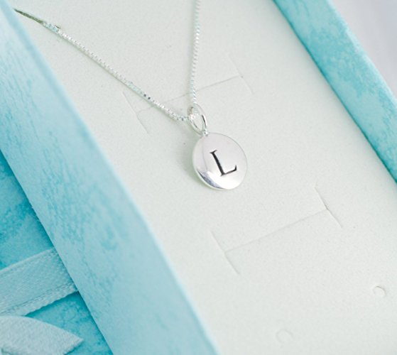 Little girl's initial necklace in sterling silver on a 14" sterling silver chain. Initial Necklace. Letter necklace. Personalized gift. Letter L Necklace. Letter L Charm. Letter L Jewelry.