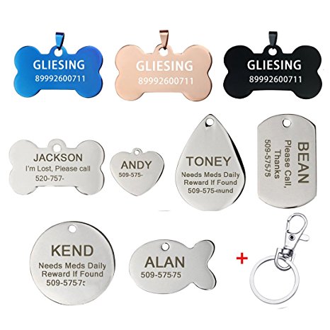 iMucci Custom Stainless Steel Pet ID Tags Front and Back Engraved Dog Tags Personalized for Dogs and Cats