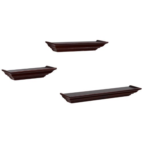 Adeco [WS0085] Decorative Home Decor Walnut Color Wood Floating Wall Shelves, Set of 3 Different Sizes